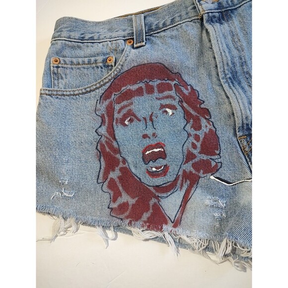 Denim Levi  Cutoff HOT PANTS SHORT Shorts  Frayed Hippie Distressed Large VTG 36 - Picture 3 of 10